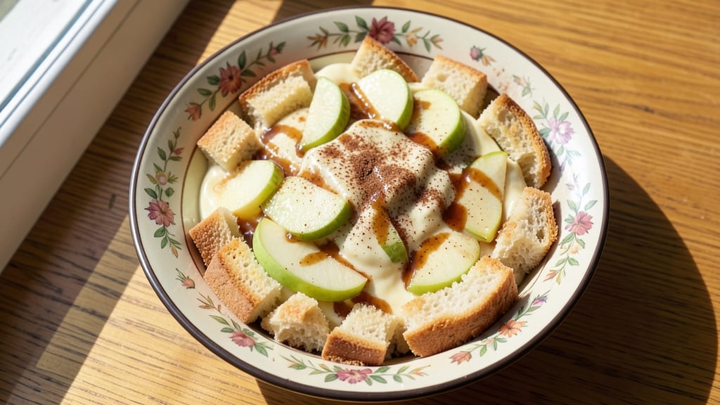 Apple Bread and Butter Pudding Recipe: Spiced Apple Swirls in Vanilla Custard Clouds