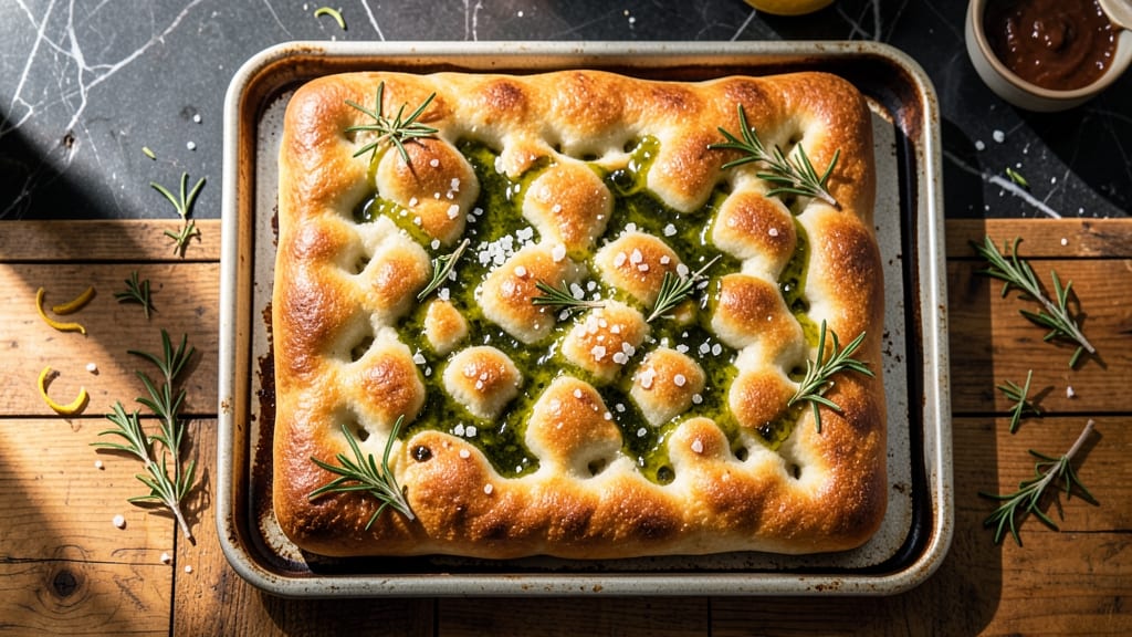Airy Focaccia Bread Recipe: Olive Oil-Pooled Crust With Chewy Pillows