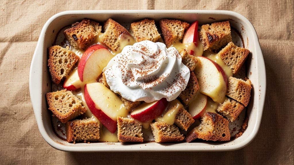 Apple and Rye Bread Pudding Recipe: Spiced Apple Cider and Toasty Rye Crunch