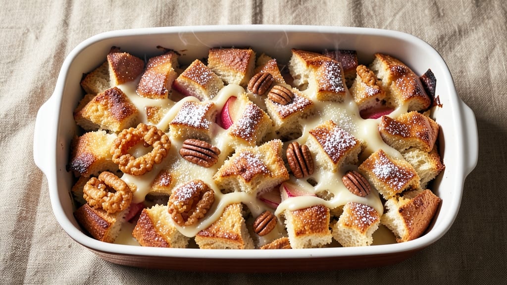 Apple Fritter Bread Pudding Recipe: Caramelized Apple Bites in Cinnamon-Spiced Crust