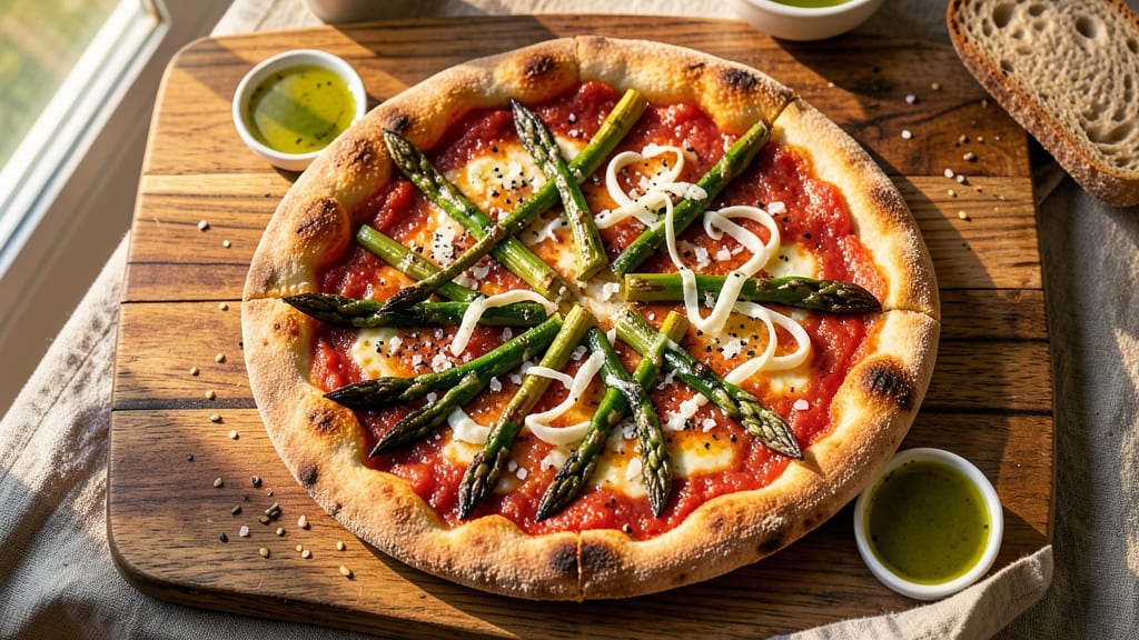 Asparagus Flatbread Pizza Recipe: Charred Veggie Crust With Melty Cheese